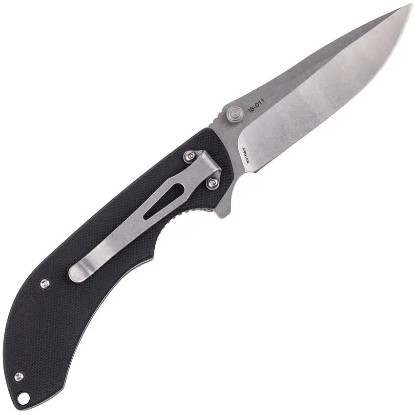 SKIF Knives Spyke Linerlock SW Black IS-011B - Stonewashed 3.5-Inch 8Cr13MoV Blade Black G10 Handle by SKIF Knives
