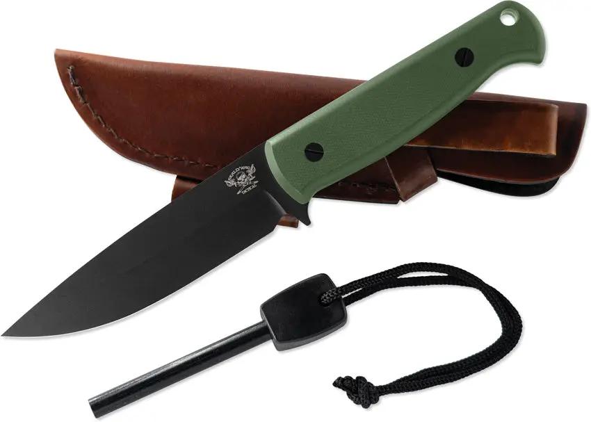 Skallywag Tactical Wanderer Fixed Blade - Green G10 Handle PVD Coated 154CM Drop Point by Skallywag Tactical