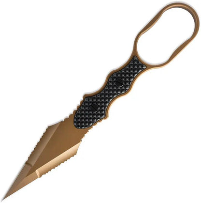 Skallywag Tactical Professional Guardian Fixed - D2 Steel Double Edge Blade With Dark Earth PVD Coating by Skallywag Tactical