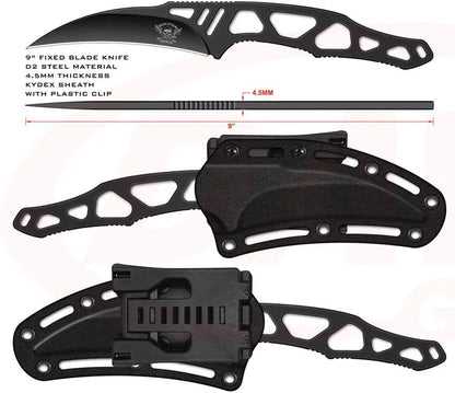 Skallywag Tactical Peg Leg Fixed Blade 9 Inch Overall Black PVD 80CrV2 Blade Skeletonized Handle by Skallywag Tactical