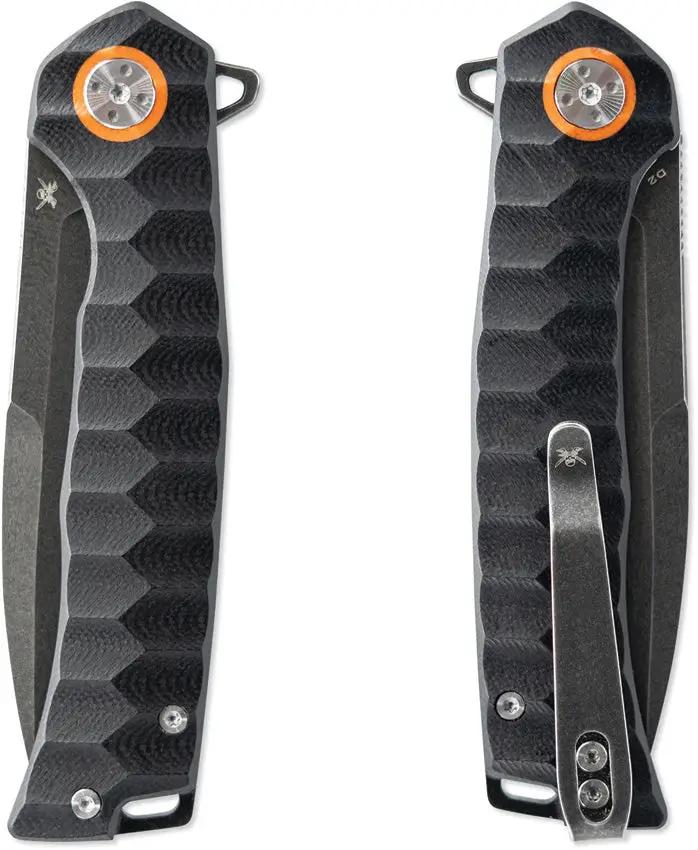 Skallywag Tactical Sao Feng Linerlock G10 Knife - D2 Tool Steel Drop Point with Black PVD Finish and Extended Tang by Skallywag Tactical