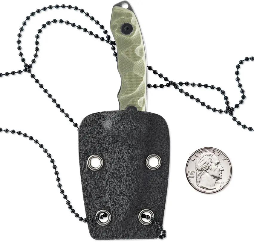 Skallywag Tactical The Mini Neck Knife OD Green - Compact 2 Inch 420 Stainless Blade with Full Tang and Neck Sheath by Skallywag Tactical
