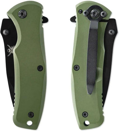 Skallywag Tactical Mini Jack Framelock AO - Assisted Opening Pocket Knife 3.5in Closed 2.75in Blade OD Green by Skallywag Tactical