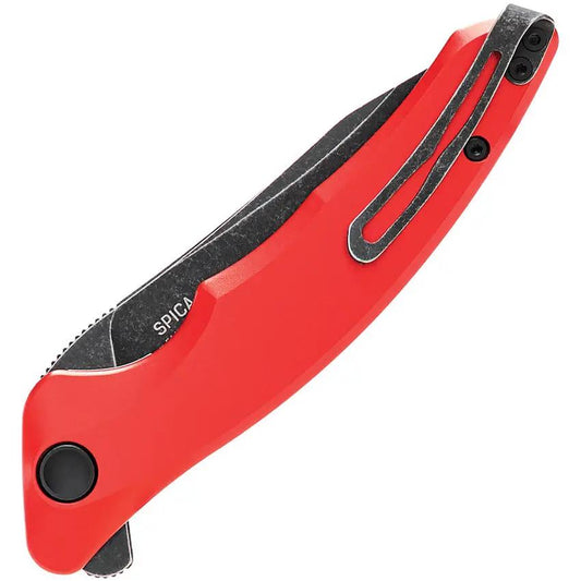 Steel Will Spica F44-05 Linerlock Folding Knife - Black Stonewash 154CM Blade, Red Aluminum Handle by Steel Will