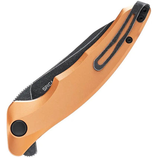Steel Will Spica F44-26 Linerlock - 5 Inch Closed Knife With 3.5 Inch 154CM Blade, Gold Aluminum Handle by Steel Will
