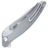Steel Will Spica F44-27 Linerlock - Stonewash 154CM Blade, Silver Aluminum Handle, Extended Tang by Steel Will