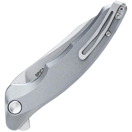 Steel Will Spica F44-27 Linerlock - Stonewash 154CM Blade, Silver Aluminum Handle, Extended Tang by Steel Will