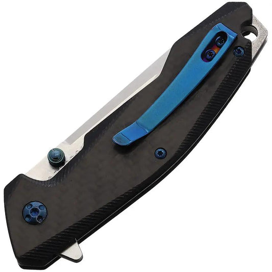 Summit Gear Linerlock Carbon Fiber Knife - Satin Stainless Blade Black G10 Handle With Carbon Fiber Onlay by Summit Gear