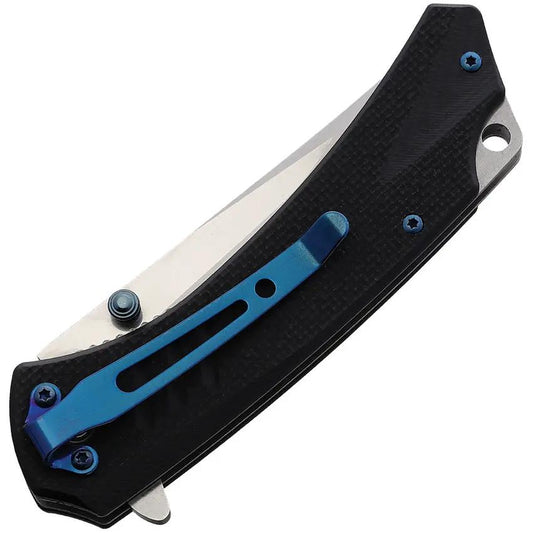 Summit Gear Linerlock Knife - Black G10 Handle, Satin Blade, Extended Tang, Thumb Stud, Pocket Clip by Summit Gear