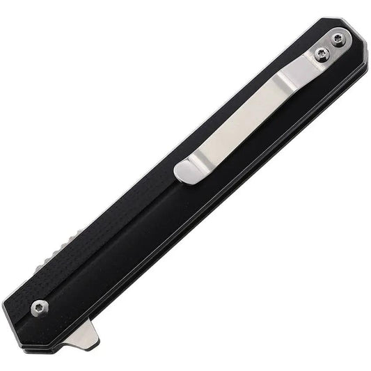 Summit Gear Linerlock Black G10 60.01.3200520 - 4.5 Inch Closed, 3.63 Inch Satin Blade, Extended Tang, Pocket Clip by Summit Gear