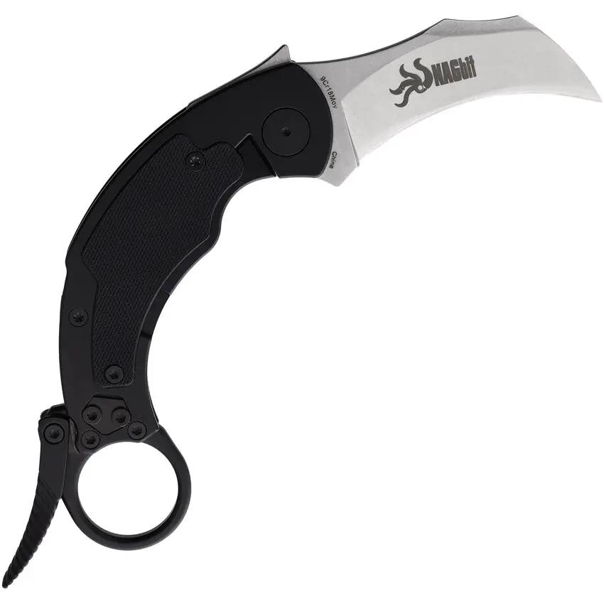 Krudo SNAGbit Framelock KSBT061 - Ergonomic Karambit With Thumb Support, Black G10 Inlay, 9Cr18MoV Blade by Krudo