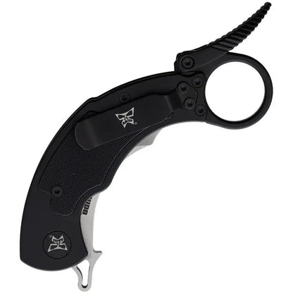 Krudo SNAG Framelock Knife - Black KSMX088, G10 Inlay, 3 Inch Curved 9Cr18MoV Blade, Extended Tang, Lanyard Hole by Krudo