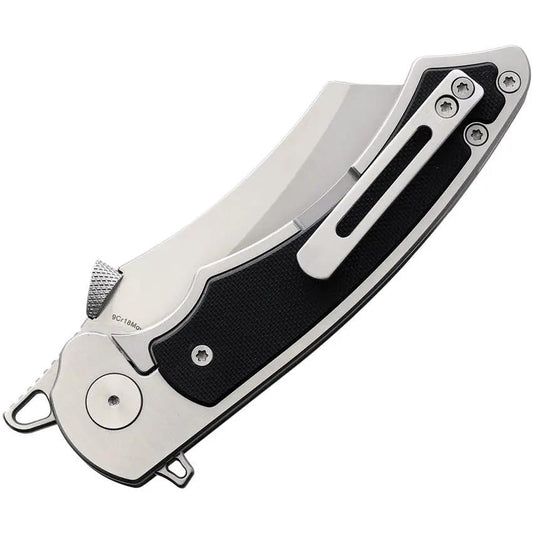 Krudo DAO LTE Framelock KDAT646 - Satin 9Cr18MoV Blade With Black G10 Inlay Extended Tang Copper Backspacer by Krudo