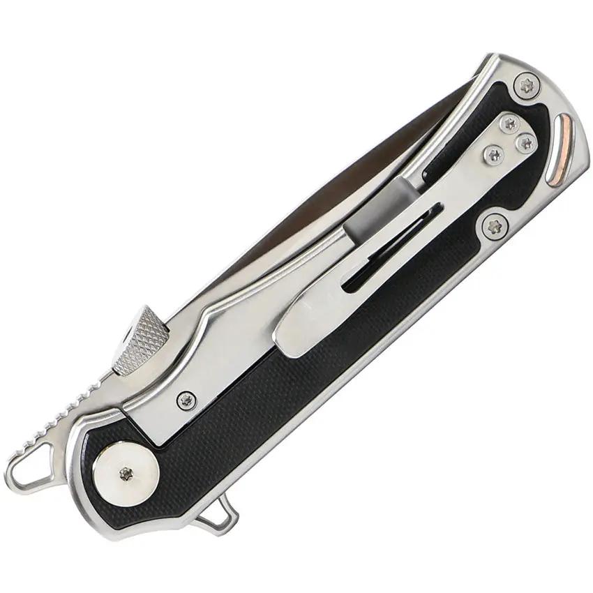 Krudo Karsino 10 LTE Framelock Knife - Satin 8Cr13MoV Blade With Black G10 Handle by Krudo