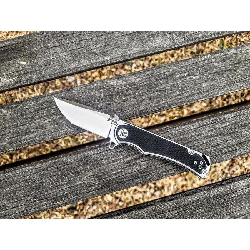 Krudo Karsino 10 LTE Framelock Knife - Satin 8Cr13MoV Blade With Black G10 Handle by Krudo