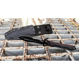 Krudo Manikomio Fixed Blade Knife - 11 Inch, 5 Inch Black Partially Serrated 9Cr18MoV Blade, Black G10 Handle by Krudo