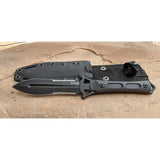 Krudo Manikomio Fixed Blade Knife - 11 Inch, 5 Inch Black Partially Serrated 9Cr18MoV Blade, Black G10 Handle by Krudo
