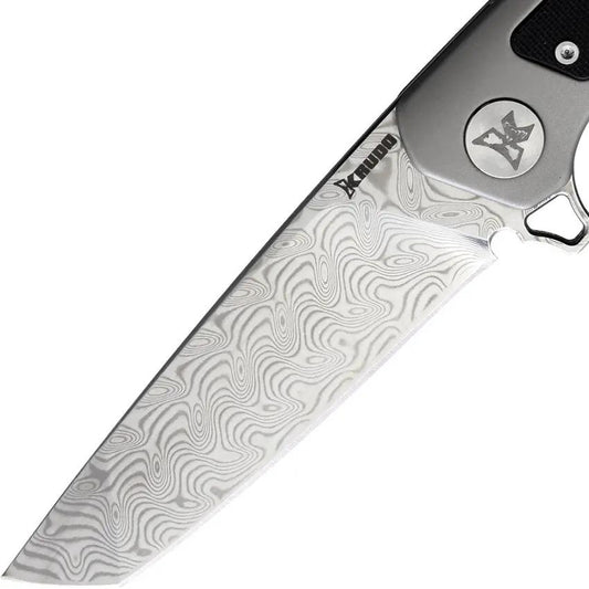 Krudo XZILE Framelock XZLE982 - Damascus Steel Tanto Blade, TiNi Finished Stainless Handle With G10 Inlay, Limited Run by Krudo