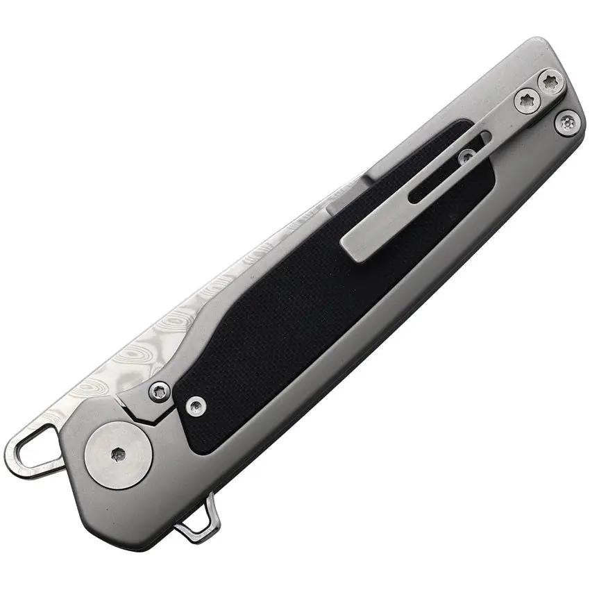 Krudo XZILE Framelock XZLE982 - Damascus Steel Tanto Blade, TiNi Finished Stainless Handle With G10 Inlay, Limited Run by Krudo