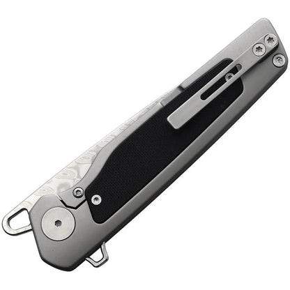 Krudo XZILE Framelock XZLE982 - Damascus Steel Tanto Blade, TiNi Finished Stainless Handle With G10 Inlay, Limited Run by Krudo