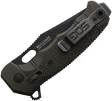 SOG Seal XR Lock Black Knife - S35VN Blade, Cerakote Finish, Rugged OD Green GRN Handle by SOG