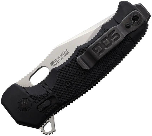 SOG SEAL XR Lock Knife Black GRN Handle - Fast Deployment With XR Lock And S35VN Stonewashed Blade For EDC Pros by SOG