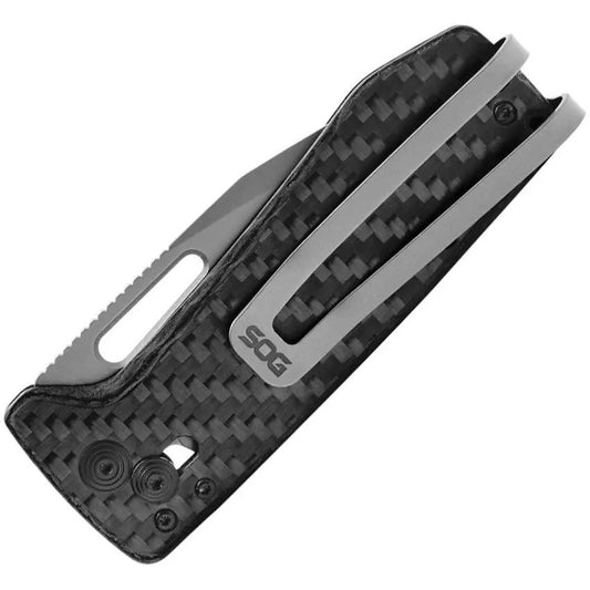 SOG Ultra XR Lock Graphite Folding Knife - One-Hand XR Lock, CPM S35VN Clip Point, Carbon Fiber Handle for EDC by SOG