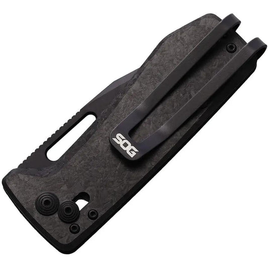 SOG Ultra XR Lock Blackout Folding Knife - Stealth TiNi Coated EDC With 2.88 In CPM S35VN Blade And Carbon Fiber Handle by Sog