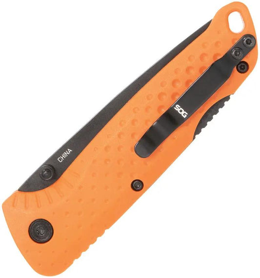 SOG Adventure Lockback Knife - Bright Orange Glass Filled Nylon Handle With 3 Inch Blade For EDC Enthusiasts by SOG