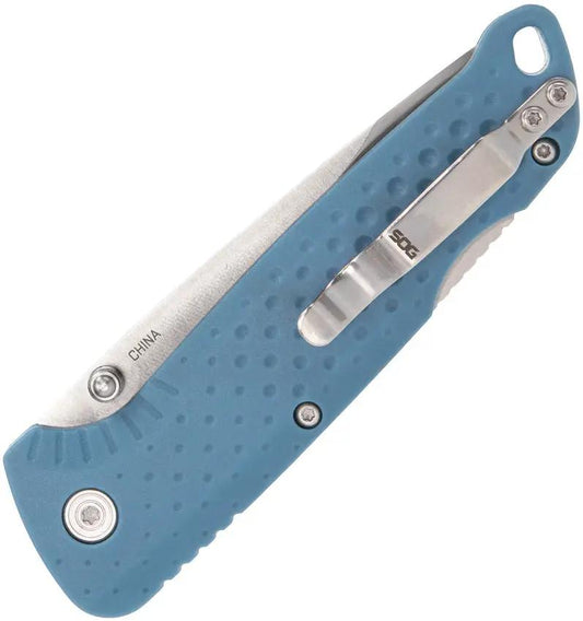SOG Adventure Lockback Knife Blue Handle - 3 Inch Satin Blade For Everyday Carry And Outdoor Use by SOG