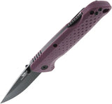 SOG Adventure Lockback Knife - Purple Handle 3 Inch Black PVD Blade Secure Lockback for Outdoor EDC by SOG