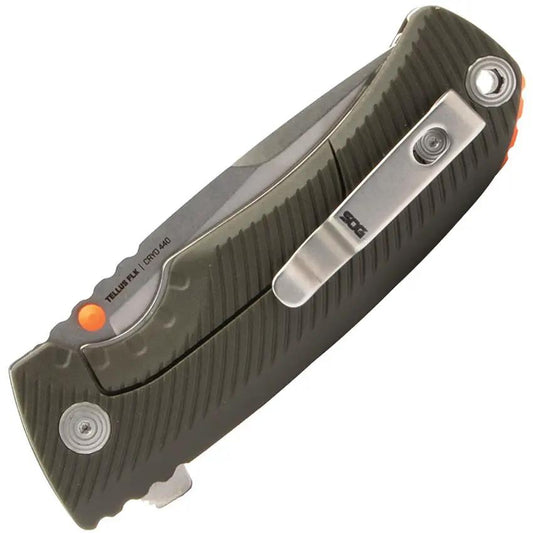 SOG Tellus Framelock Folding Knife - Compact Everyday Carry With 3.5 Inch Blade And Green GRN Handle by SOG