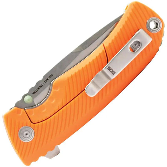 SOG Tellus FLK Framelock Knife For EDC Durable One Hand Access 4.75in Closed 3.75in 440 Stonewash Blade by Sog