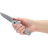 SOG Flash Framelock Knife - 3.25 Inch 8Cr13MoV Blade, Stonewash Finish, Checkered Stainless Handle, EDC Ready by SOG
