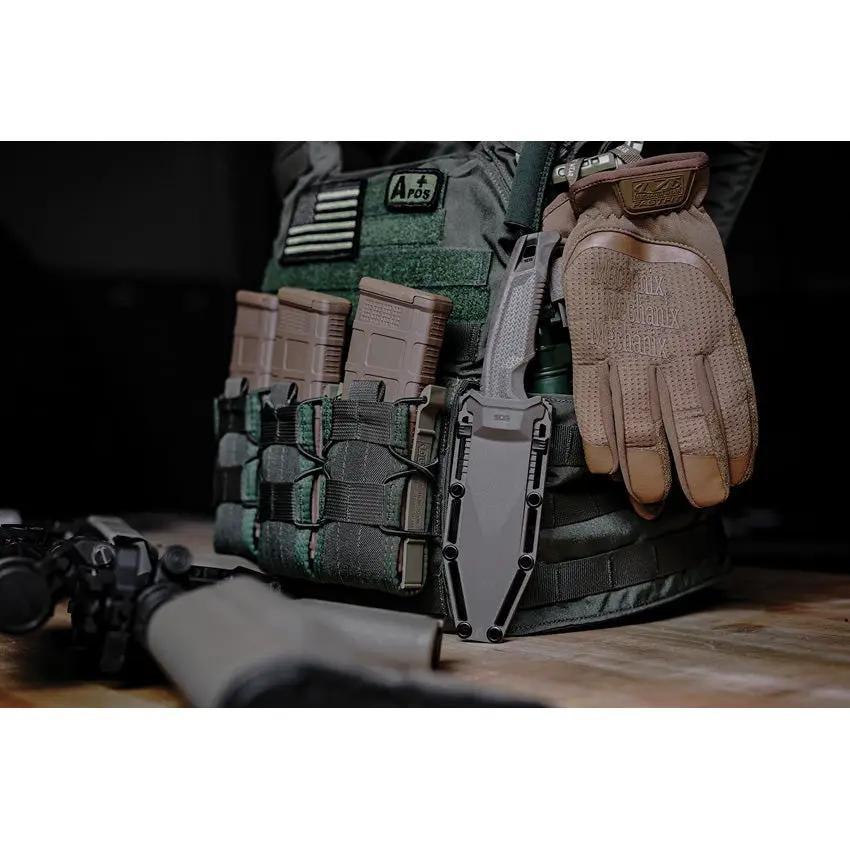 SOG Recondo FX Tactical Knife - TiNi Coated 440C Blade With FDE Sheath And MOLLE Belt Kit by Sog