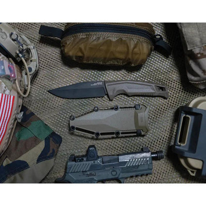 SOG Recondo FX Tactical Knife - TiNi Coated 440C Blade With FDE Sheath And MOLLE Belt Kit by Sog