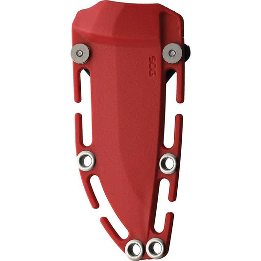 SOG Aegis FX Fixed Blade Knife - High Visibility Rescue Red GRN Hardware With Indigo Rubber Overmold by Sog