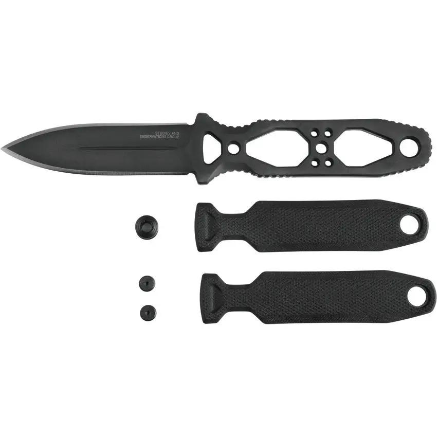 SOG Pentagon FX Covert Tactical Knife - 3.5in TiNi S35VN Blade With Black G10 Full Tang Ambidextrous MOLLE Sheath by SOG