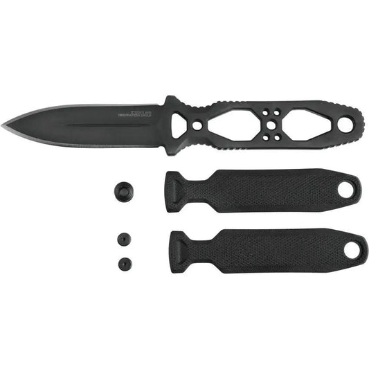SOG Pentagon FX Covert Tactical Knife - 3.5in TiNi S35VN Blade With Black G10 Full Tang Ambidextrous MOLLE Sheath by SOG