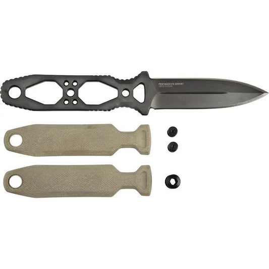 SOG Pentagon FX Covert Knife - 3.5in S35VN TiNi Blade G10 Handle Ambidextrous Mount For MOLLE Sheath by SOG