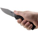 SOG Ace Fixed Blade Knife - 4 Inch Clip Point Blade Stonewash Finish 8Cr13MoV Steel Durable Rubber Handle by SOG