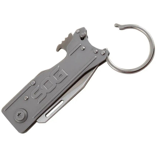 SOG Keytron KT1001 CP Satin Blade 1.88 Inch Clip Point EDC Knife On Key Ring Bottle Opener - Compact All In One Utility by SOG