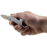 SOG Keytron KT1001 CP Satin Blade 1.88 Inch Clip Point EDC Knife On Key Ring Bottle Opener - Compact All In One Utility by SOG