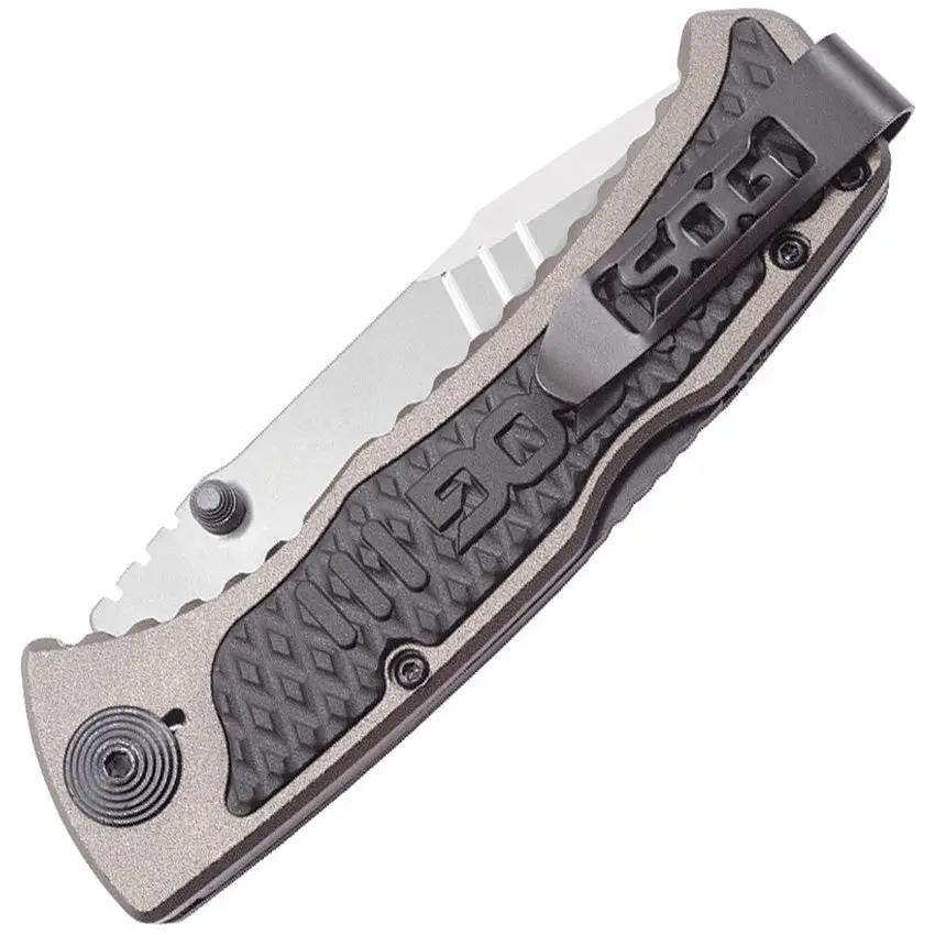 SOG Sideswipe - Assisted Opening EDC Knife With Gray TiNi Blade And Textured GRN Aluminum Handle by SOG