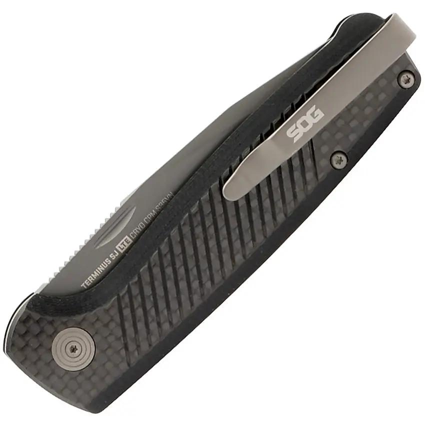 SOG Terminus SJ LTE Graphite Knife - TiNi D2 Blade Non Locking EDC Pocket Knife For Professionals by Sog