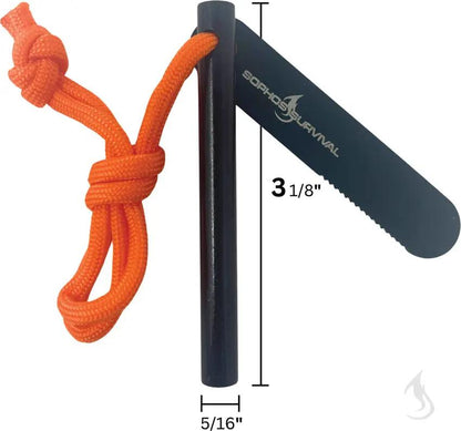 Hell's Fire Ferro Fire Striker 3 Inch - 3500+ Strikes And 5000 Degree Spark Shower Windproof And Waterproof by Hell's Fire