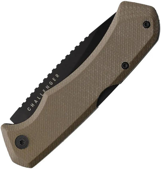 Spika Large Challenger Lockback Knife - Durable AUS 8 Stainless Blade And Green Canvas Micarta Handle by Spika