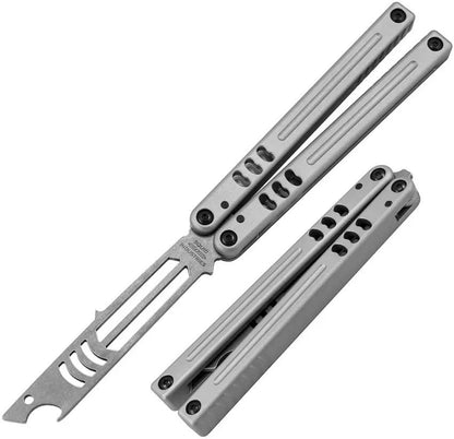 Squid Industries Mako V5 Trainer - Satin Finish Blade Silver Aluminum Handle Bottle Opener Included by Squid Industries