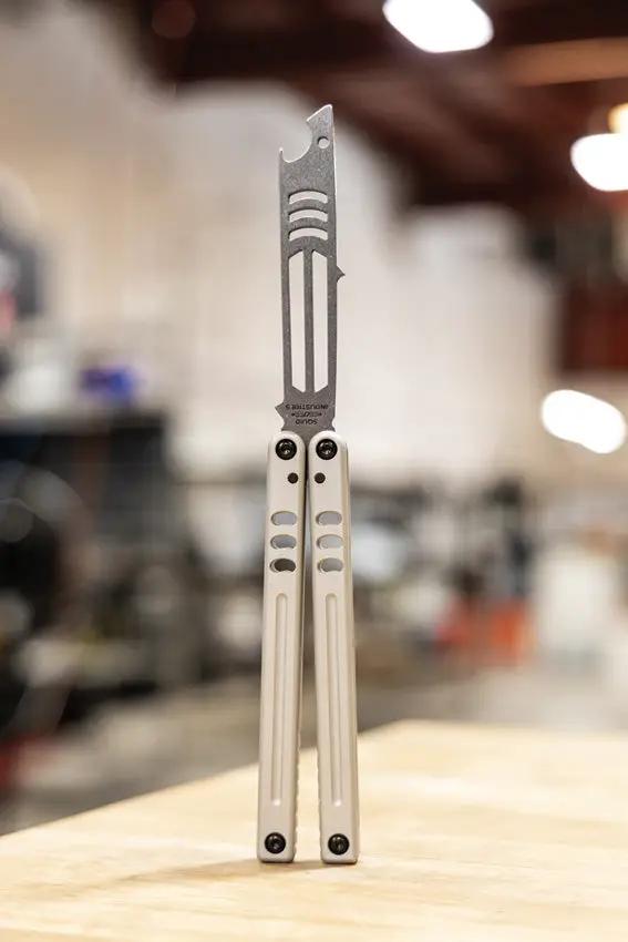 Squid Industries Mako V5 Trainer - Satin Finish Blade Silver Aluminum Handle Bottle Opener Included by Squid Industries