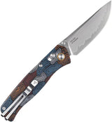 SRM Knives 255L Ambi Lock Damascus - Ambidextrous Lock Knife With Damascus Pattern Blade And G10 Handle by SRM Knives